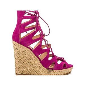 *Steve Madden Theea Gladiator Espadrille Wedge Heels Womens 8 Barbiecore Pink